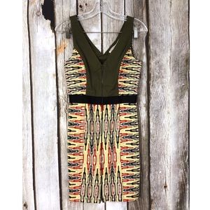 RACHEL by Rachel Roy Zip V Neck Aztec Mini Dress